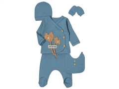 Ayıcık Nakışlı Erkek Beşli Zıbın Seti