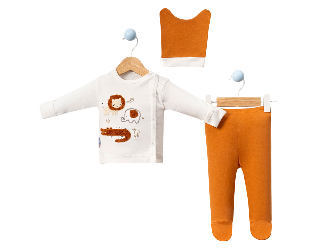 Aslan Nakışlı Üçlü Erkek Zıbın Set