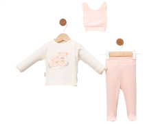 Tilki Nakışlı Üçlü Kız Zıbın Seti