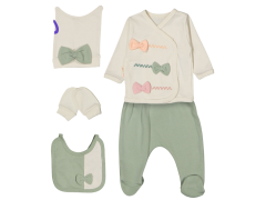 Fiyonk Detaylı Beşli Kız Zıbın Seti