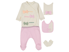 Fiyonk Detaylı Beşli Kız Zıbın Seti